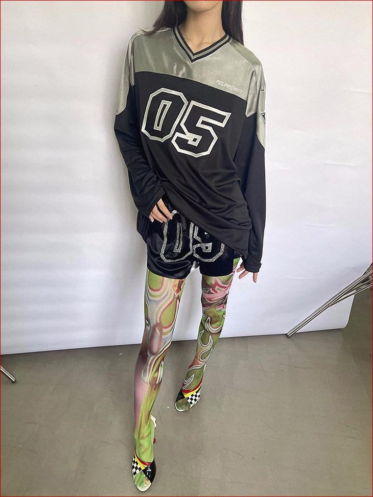 FOURFORTY Blokecore Print Women's Polyester Long Sleeve T-shirts