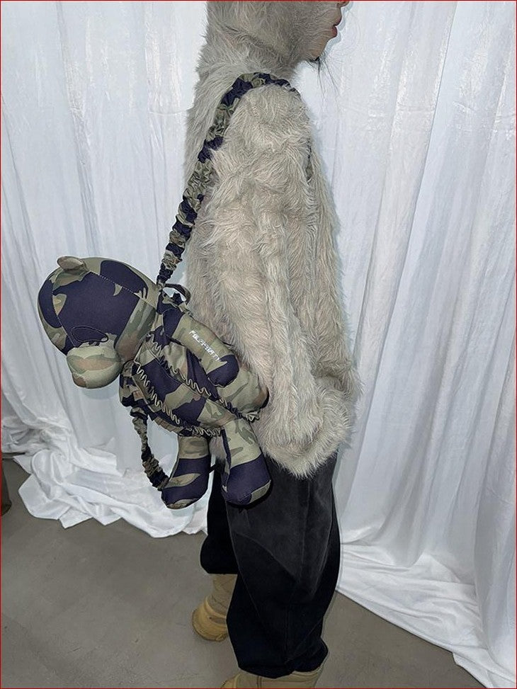 FOURFORTY Camouflage Panda Print Functional Zip Closure Women's Backpacks