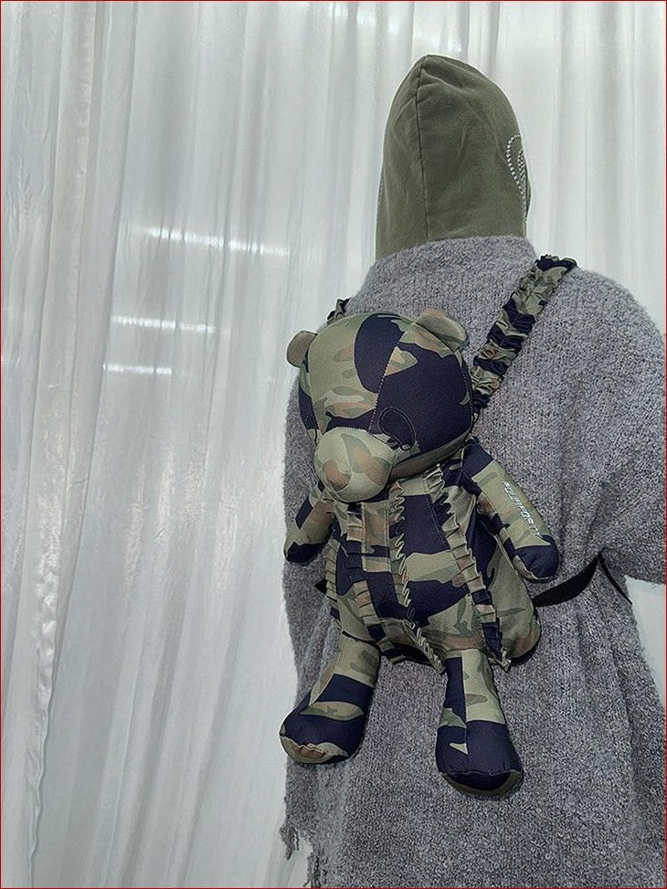 FOURFORTY Camouflage Panda Print Functional Zip Closure Women's Backpacks