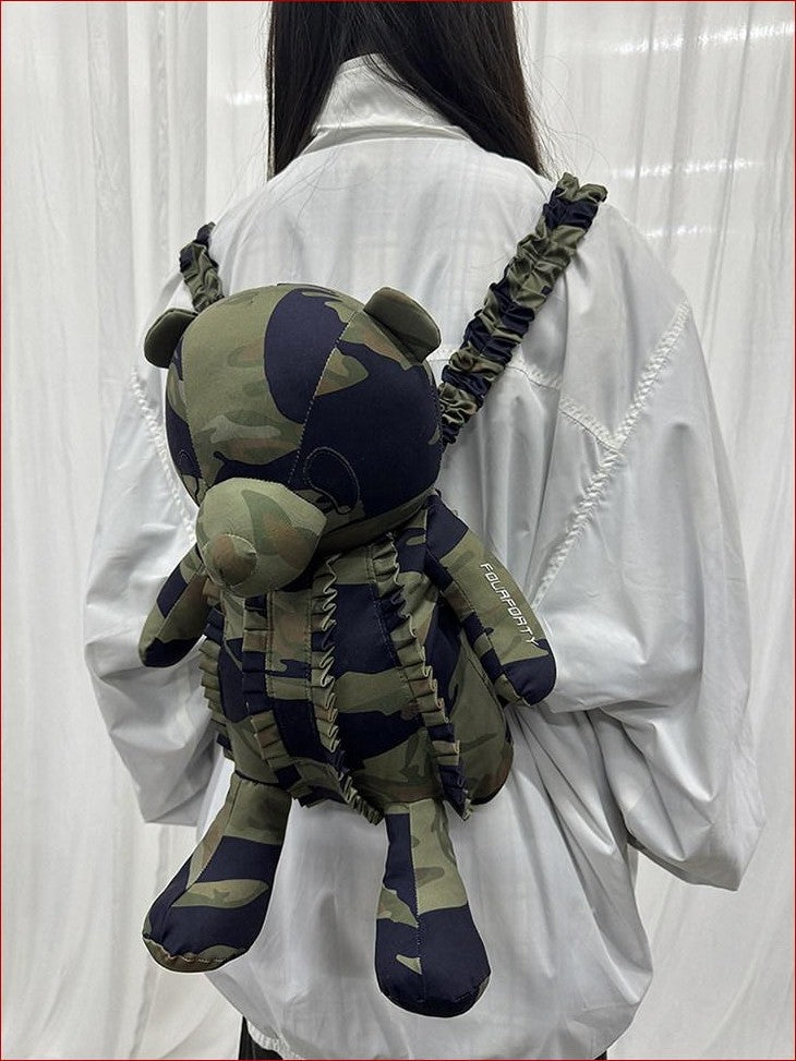 FOURFORTY Camouflage Panda Print Functional Zip Closure Women's Backpacks