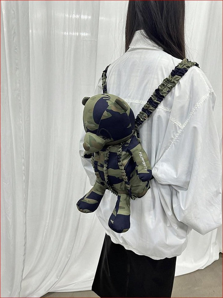 FOURFORTY Camouflage Panda Print Functional Zip Closure Women's Backpacks