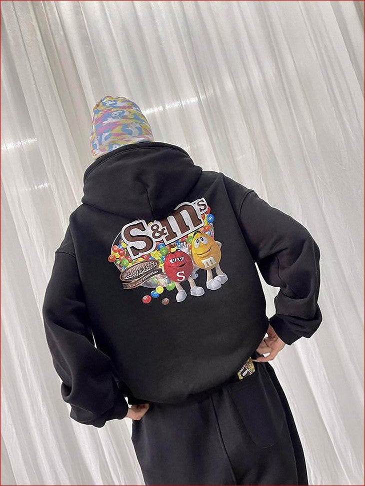 FOURFORTY Chocolate Dot Hooded Pullover Women's 420g Fleece Lined Hoodies
