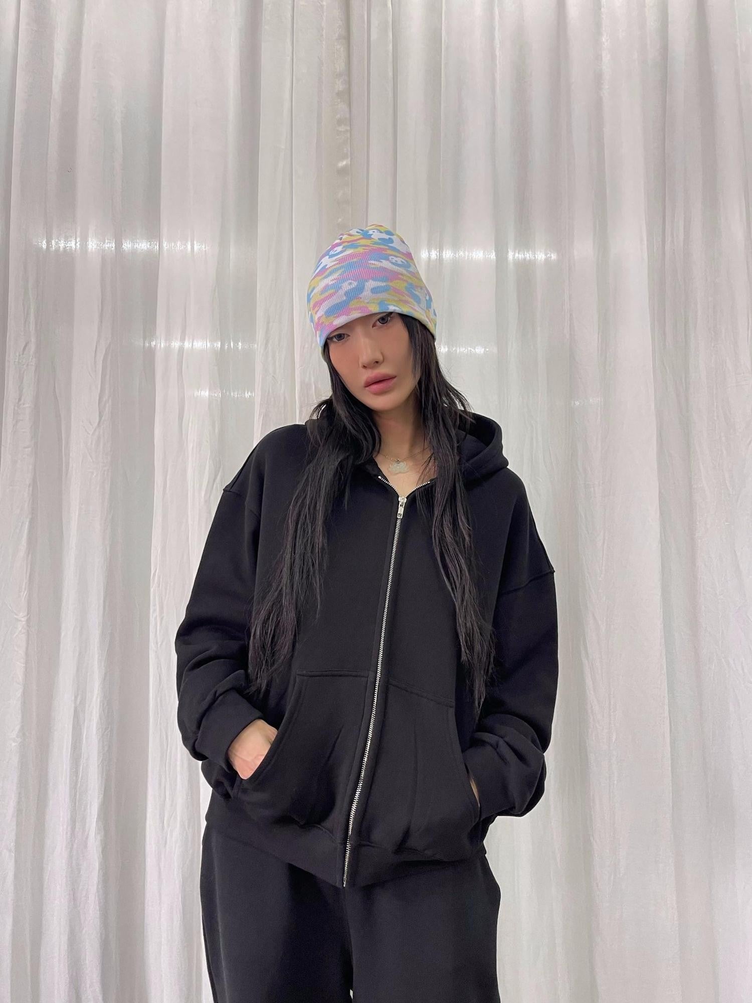 FOURFORTY Chocolate Dot Hooded Pullover Women's 420g Fleece Lined Hoodies