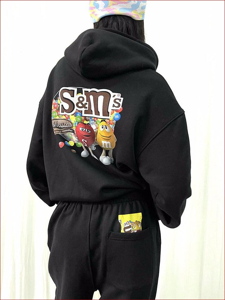 FOURFORTY Chocolate Dot Hooded Pullover Women's 420g Fleece Lined Hoodies
