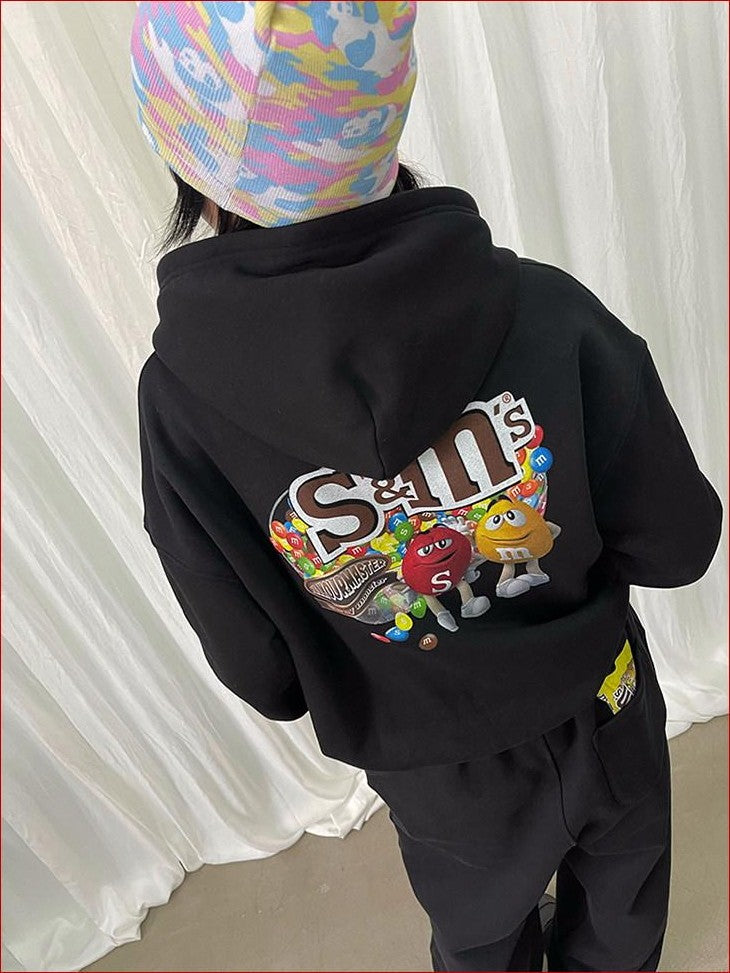 FOURFORTY Chocolate Dot Hooded Pullover Women's 420g Fleece Lined Hoodies