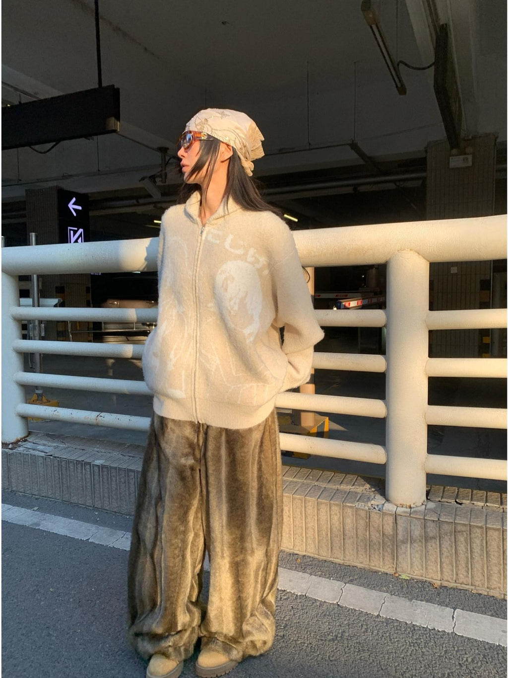FOURFORTY Crew Neck Open Front Knitted Sweater Women's Wool Blend Cardigans