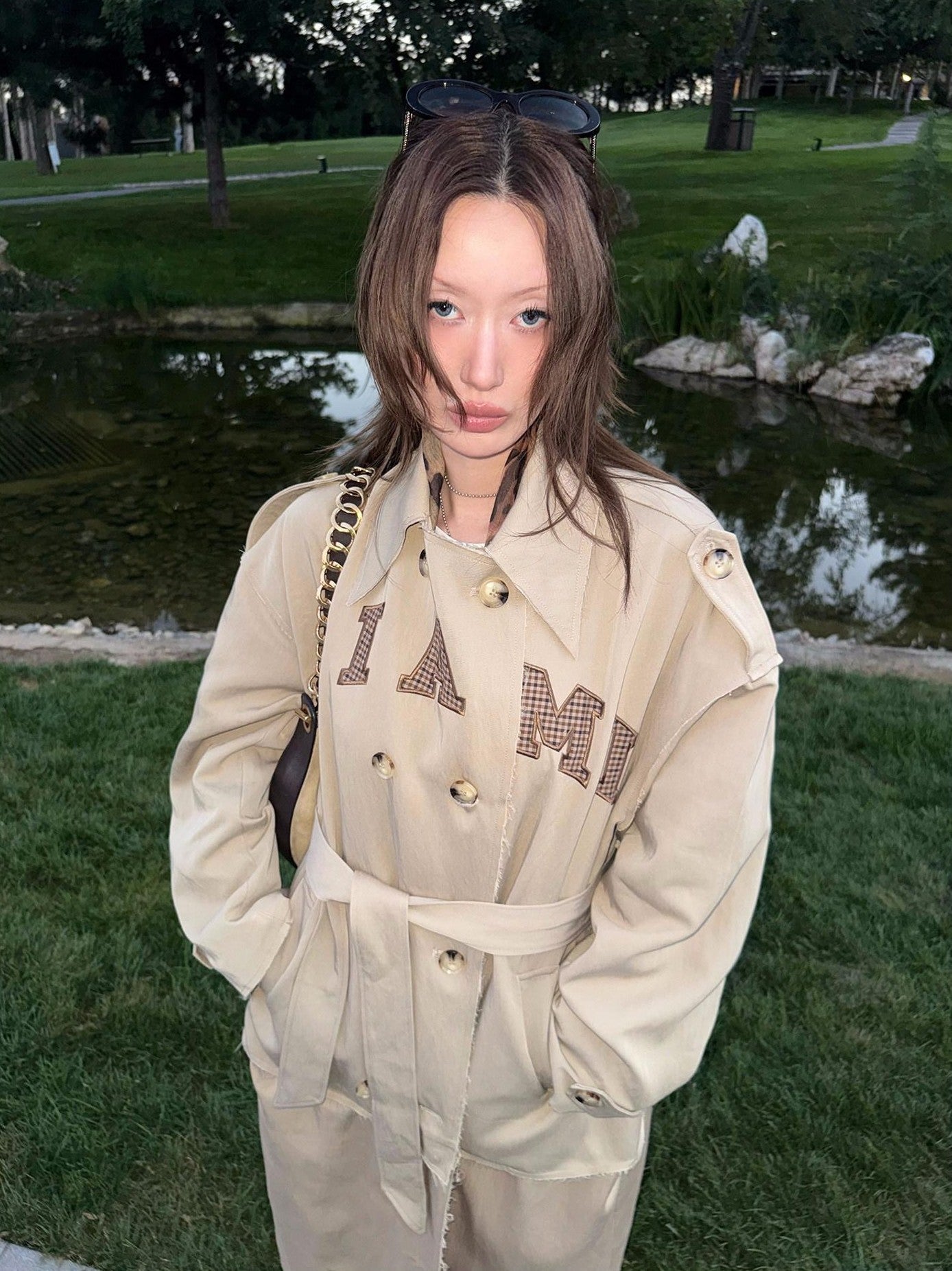 FOURFORTY Crisp Tailored Structured Detachable Women's Khaki Trench Coats