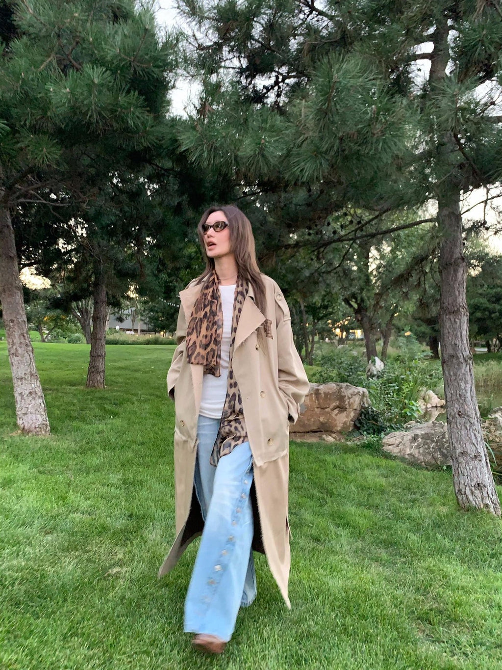 FOURFORTY Crisp Tailored Structured Detachable Women's Khaki Trench Coats