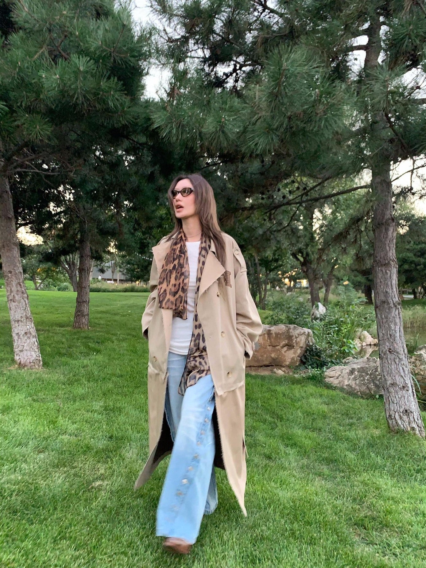 FOURFORTY Crisp Tailored Structured Detachable Women's Khaki Trench Coats