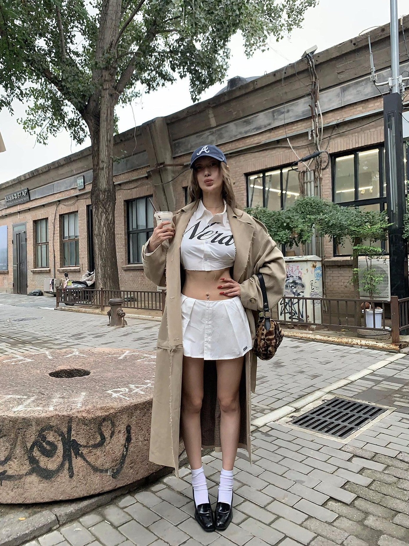 FOURFORTY Crisp Tailored Structured Detachable Women's Khaki Trench Coats