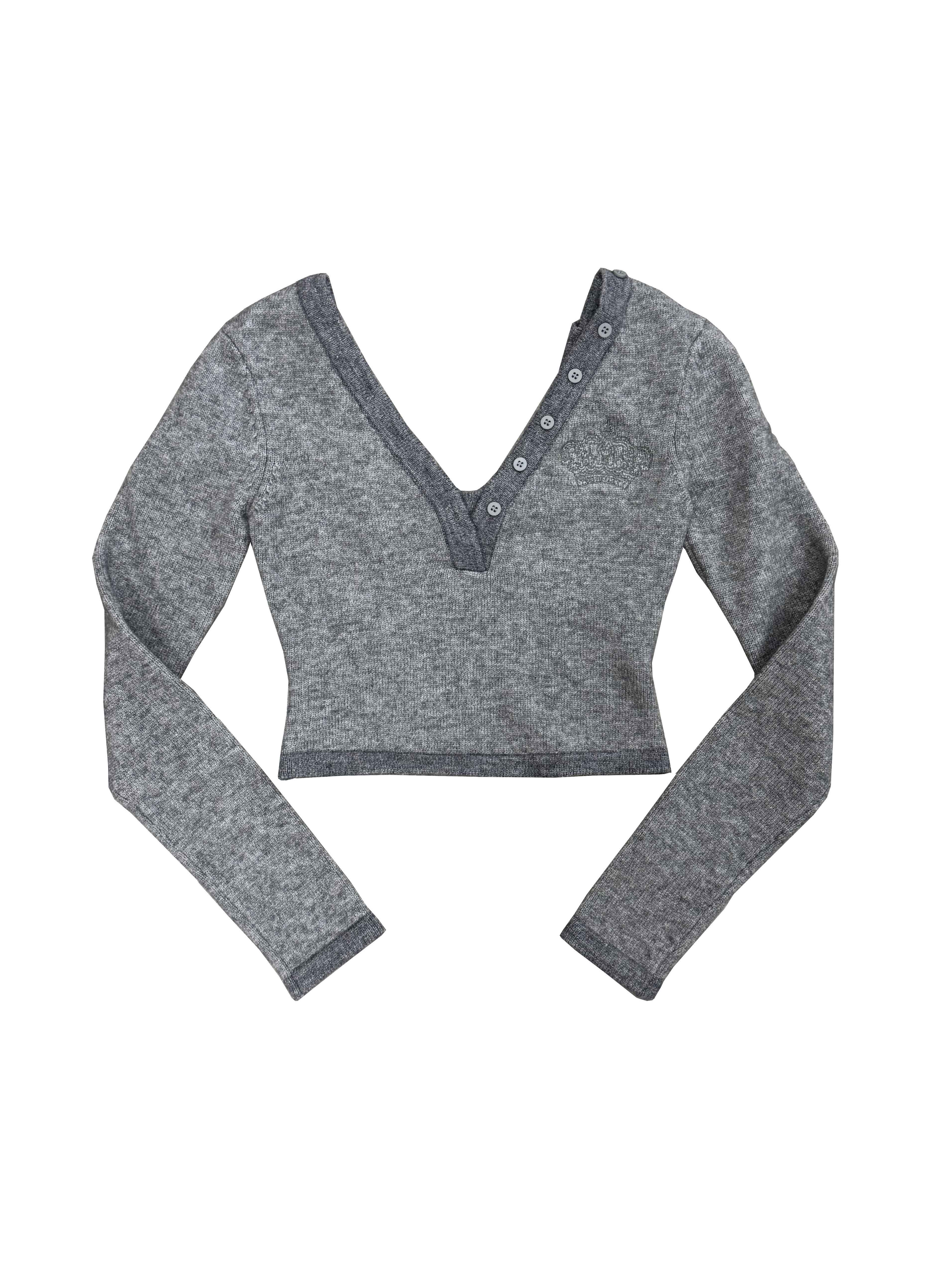 FOURFORTY_Cropped_Slim_Fit_V-neck_U_Back_Exposed_Buttoned_Women's_Wool_Sweaters_1013376420776_MISSTT