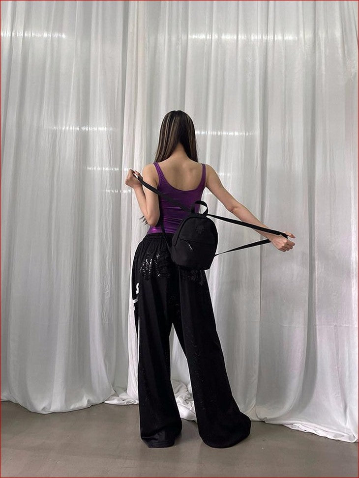 FOURFORTY Disco Laser Ruched Slim Fit Women's Polyester Blend Lace Camisoles