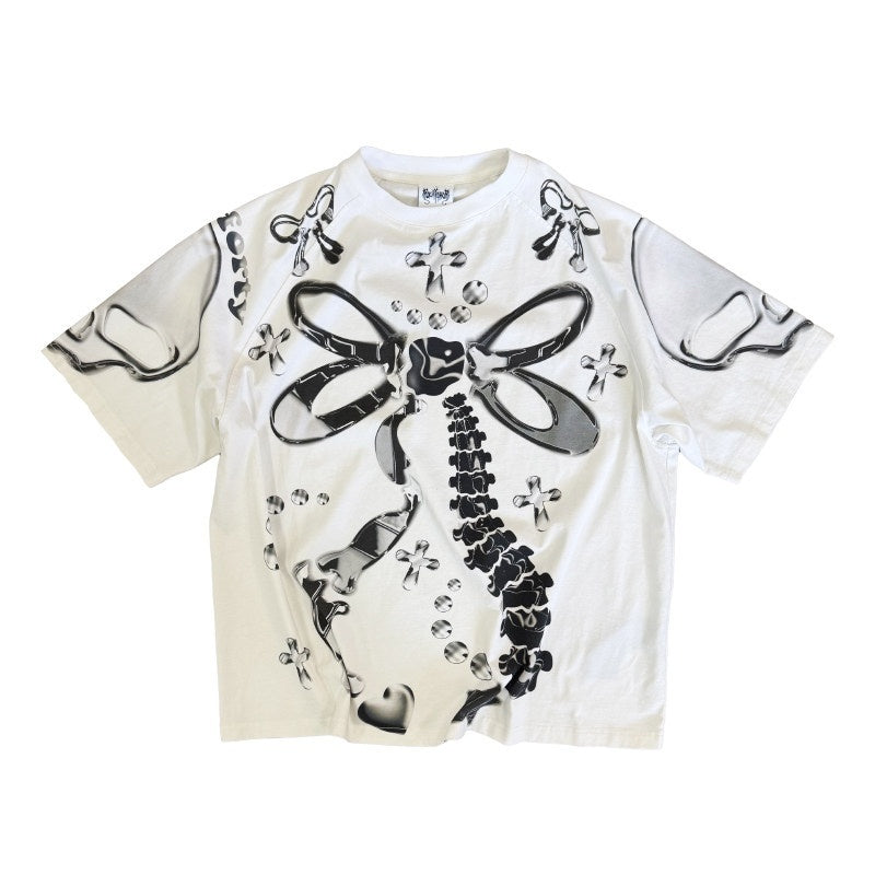 FOURFORTY_Edgy_2d_Metal_Print_Metal_Frame_Bow_Women's_Oversized_Short_Sleeve_T-shirts_923289332634_MISSTT