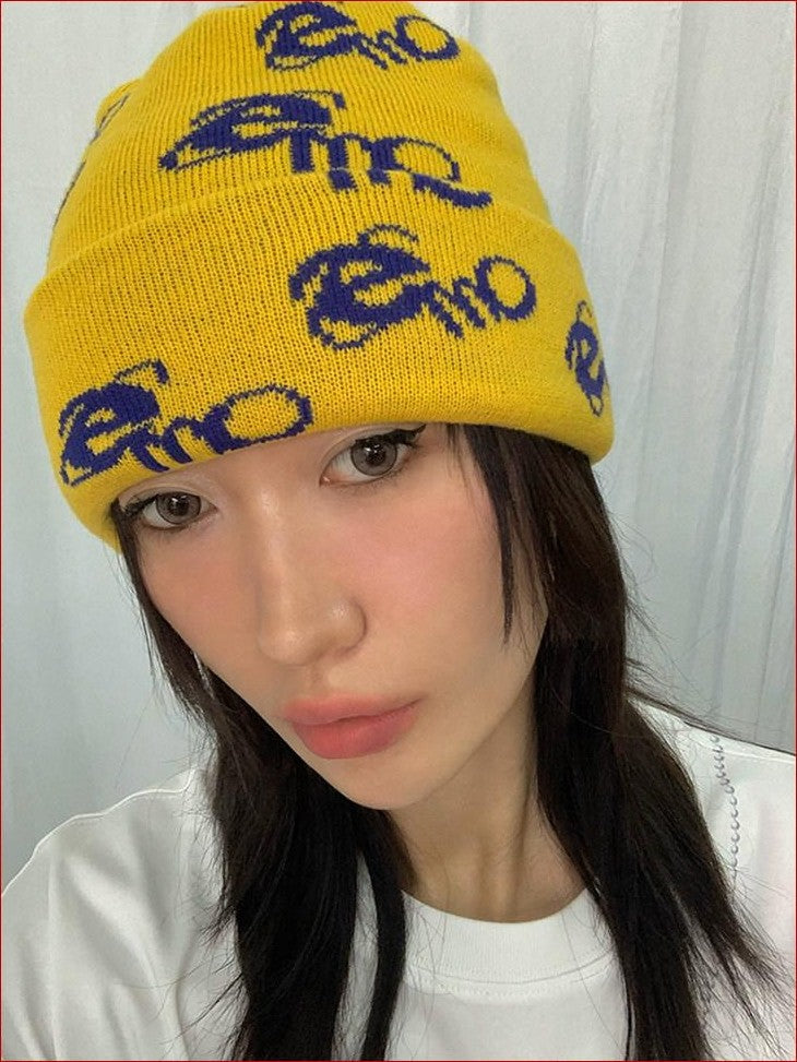 FOURFORTY Emo Jacquard Knit Textured Women's Thick Warm Wool Yarn Beanies
