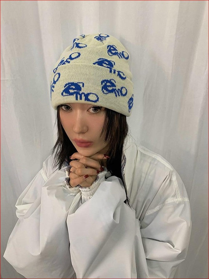 FOURFORTY Emo Jacquard Knit Textured Women's Thick Warm Wool Yarn Beanies
