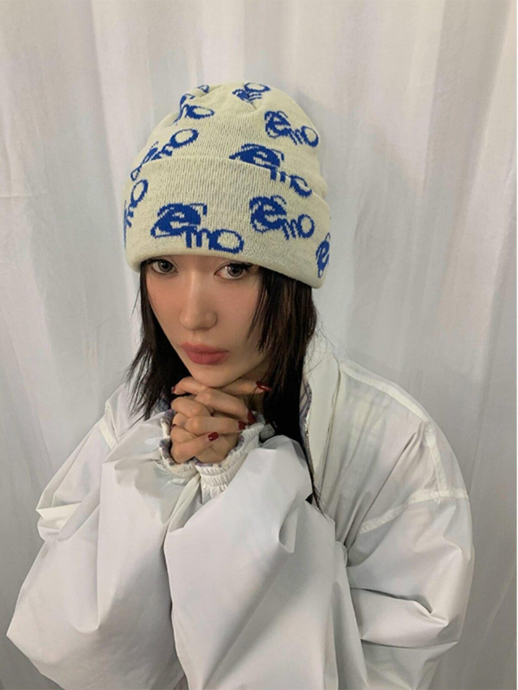 FOURFORTY Emo Jacquard Knit Textured Women's Thick Warm Wool Yarn Beanies
