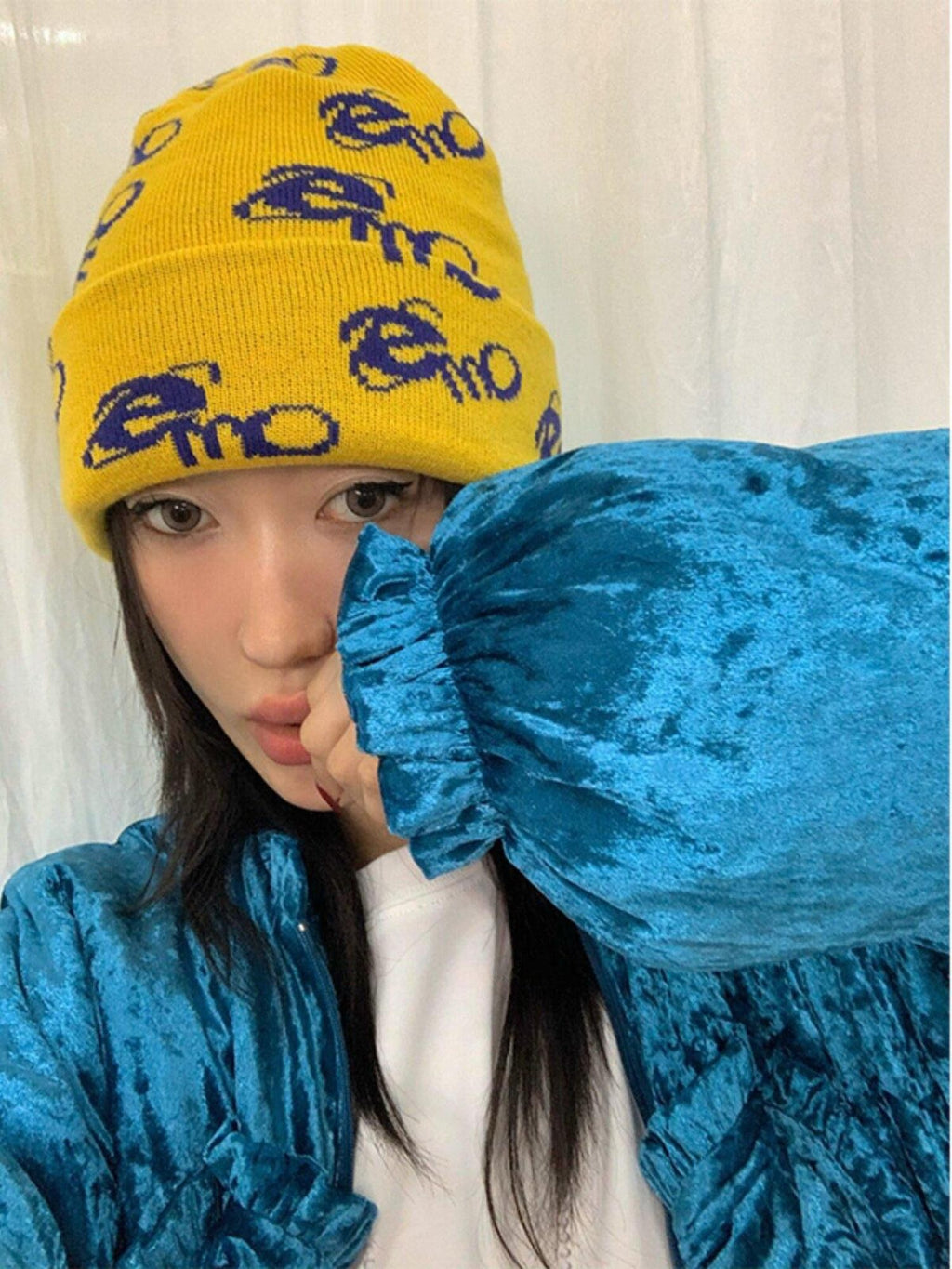 FOURFORTY Emo Jacquard Knit Textured Women's Thick Warm Wool Yarn Beanies