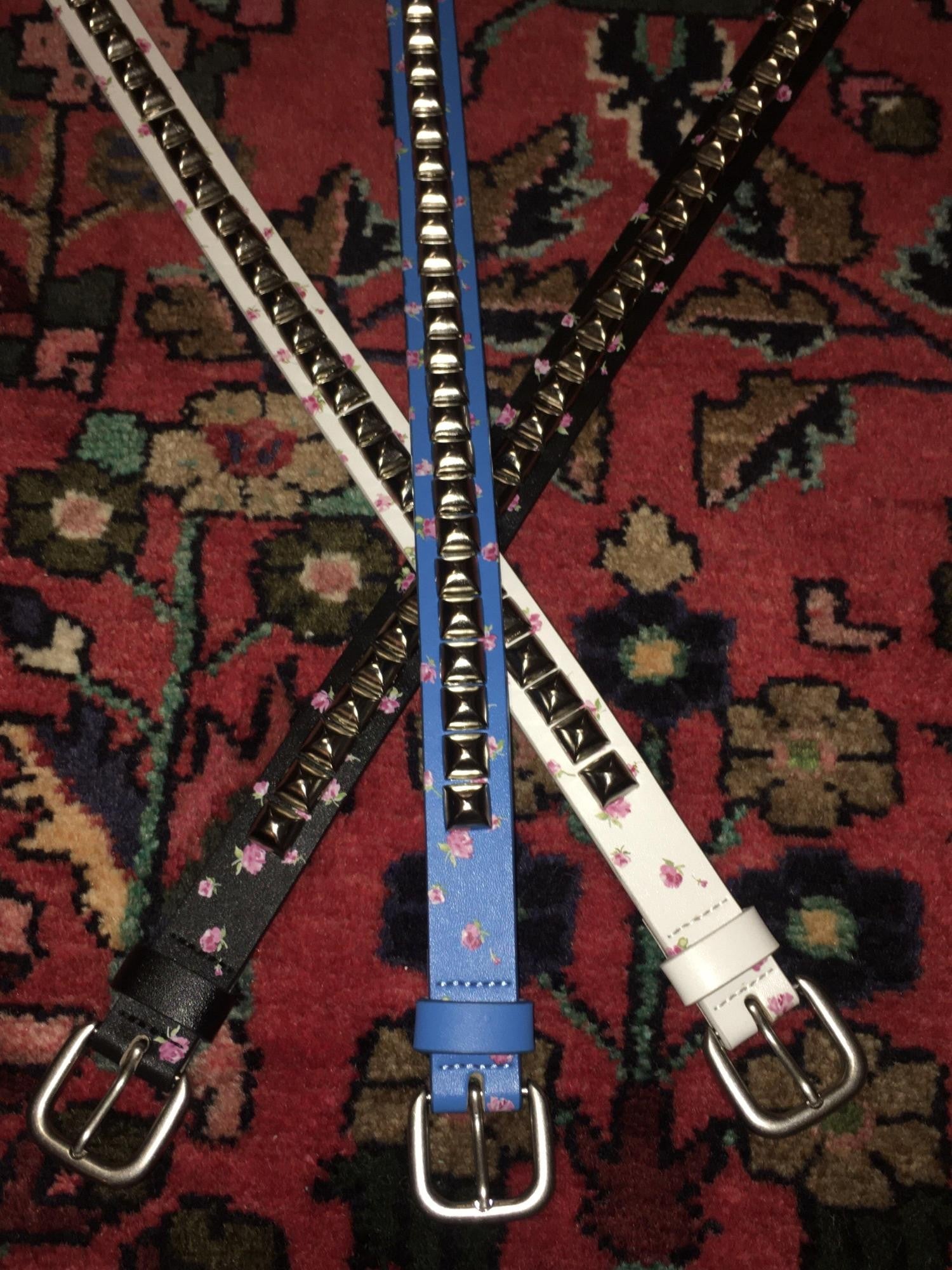 FOURFORTY Hard Soft Fusion Riveted Punk Stud Floral Print Women's Belts