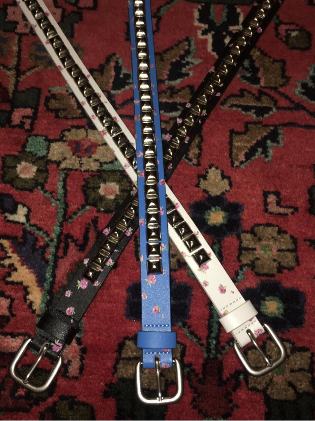 FOURFORTY Hard Soft Fusion Riveted Punk Stud Floral Print Women's Belts