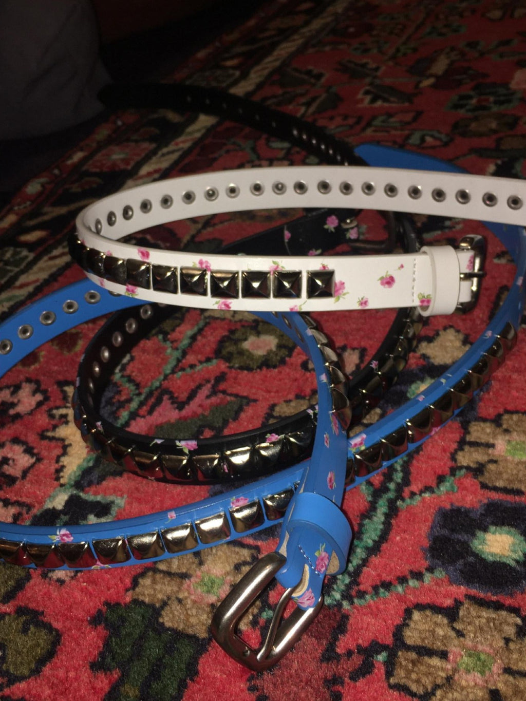 FOURFORTY Hard Soft Fusion Riveted Punk Stud Floral Print Women's Belts