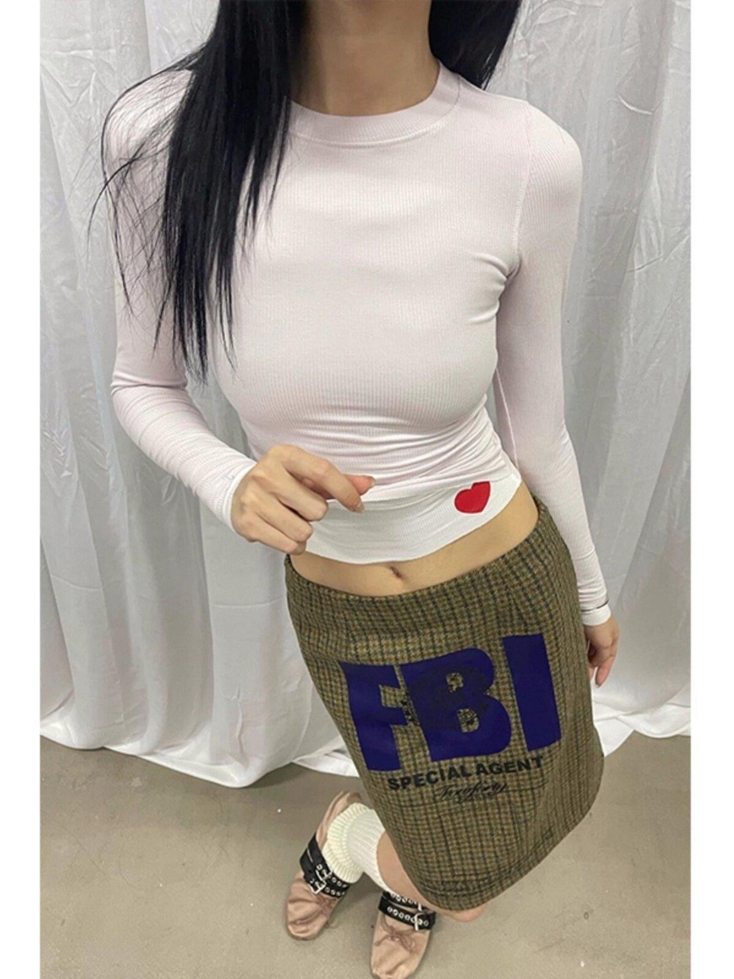 FOURFORTY Hidden Heart Double Layer Women's Skin Friendly Long Sleeve T-shirts