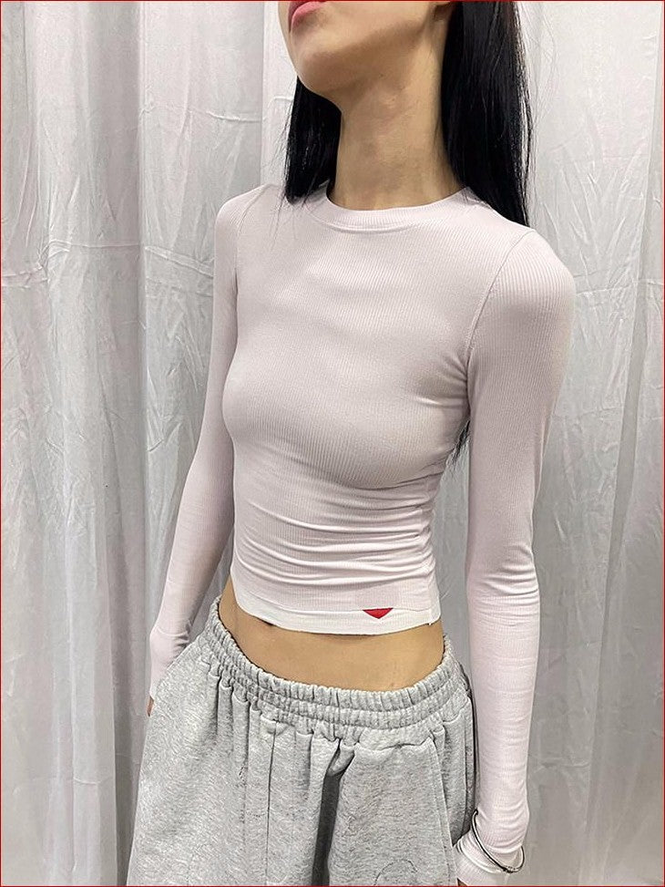 FOURFORTY Hidden Heart Double Layer Women's Skin Friendly Long Sleeve T-shirts