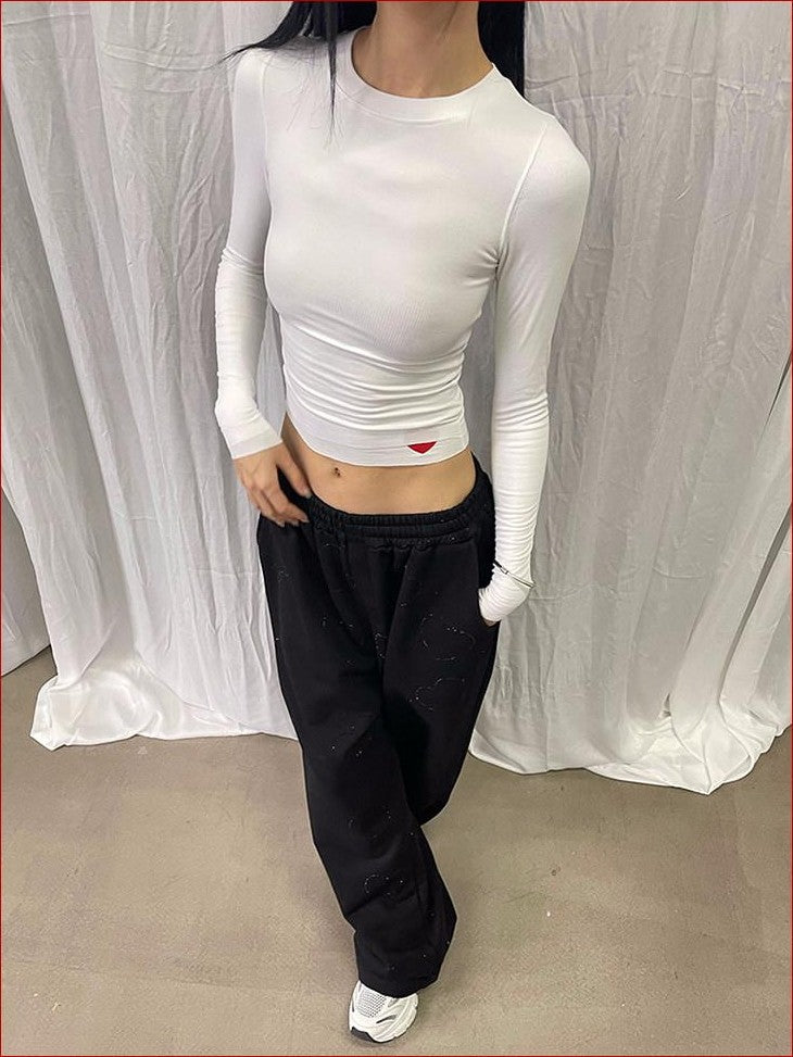 FOURFORTY Hidden Heart Double Layer Women's Skin Friendly Long Sleeve T-shirts