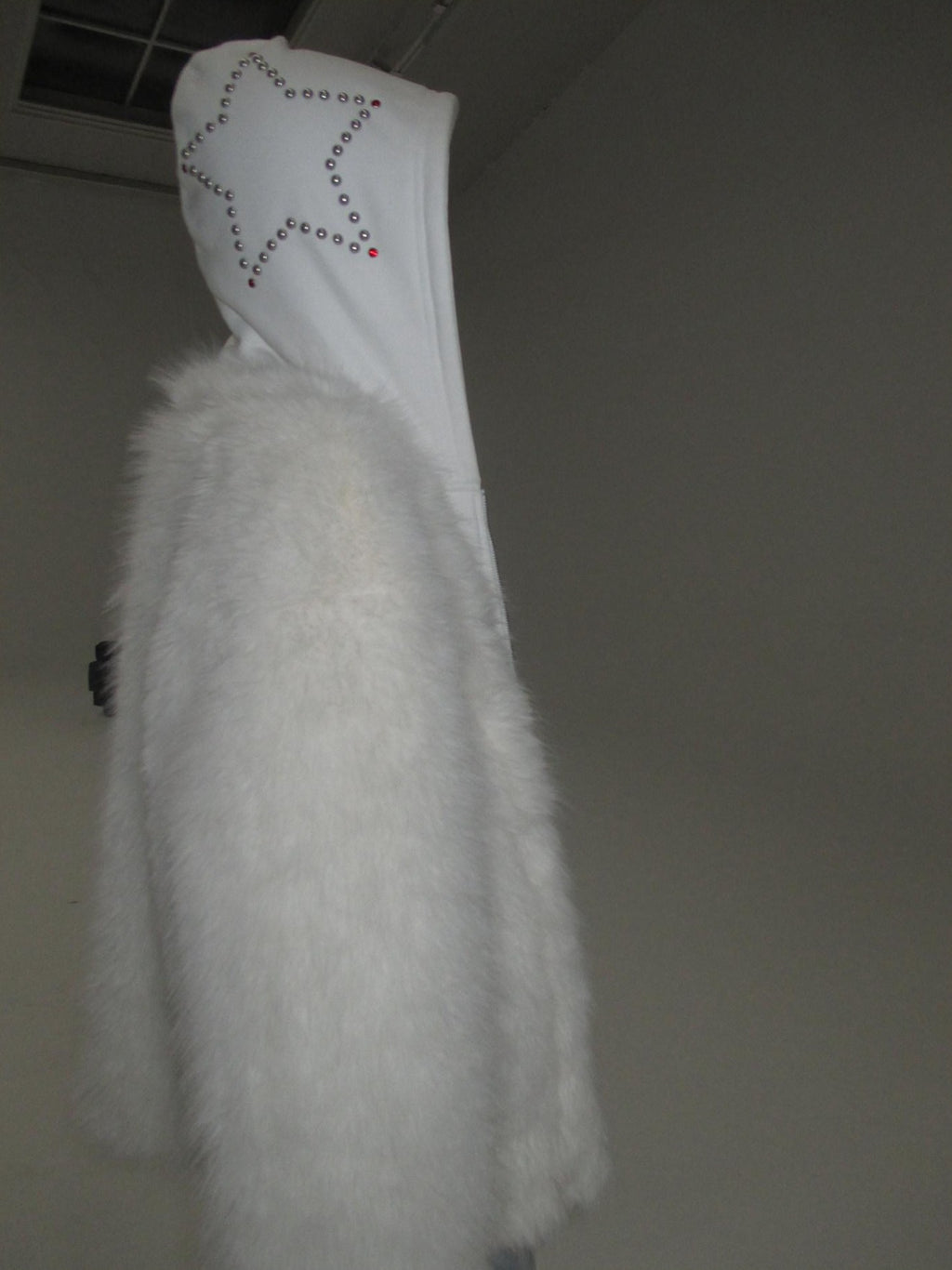 FOURFORTY Hooded Star Rivet Detail Women's Eco Friendly Faux Fur Coats