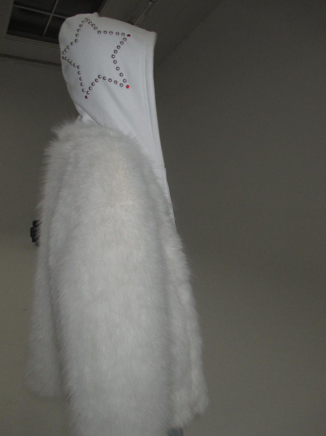 FOURFORTY Hooded Star Rivet Detail Women's Eco Friendly Faux Fur Coats