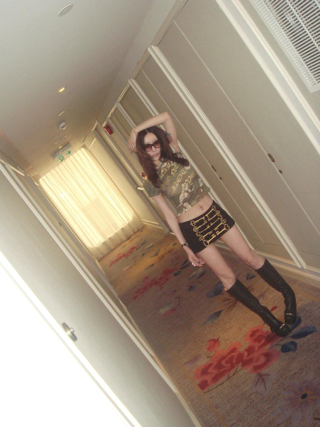 FOURFORTY Key Embroidered Low Rise Slim Fit Cotton Women's Mini Skirts