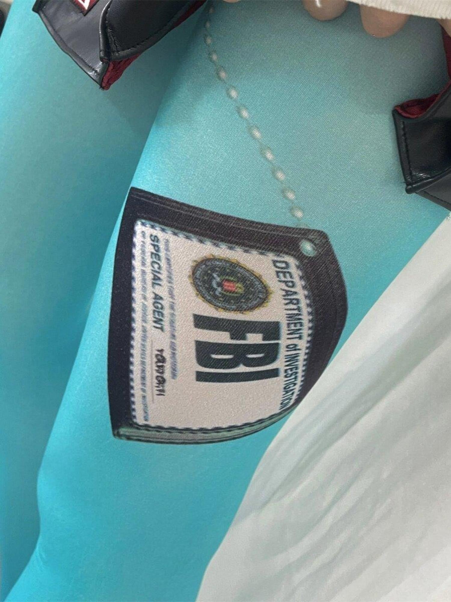 FOURFORTY Lake Blue White Two Tone Secret Agent Badge Print Women's Panty Socks