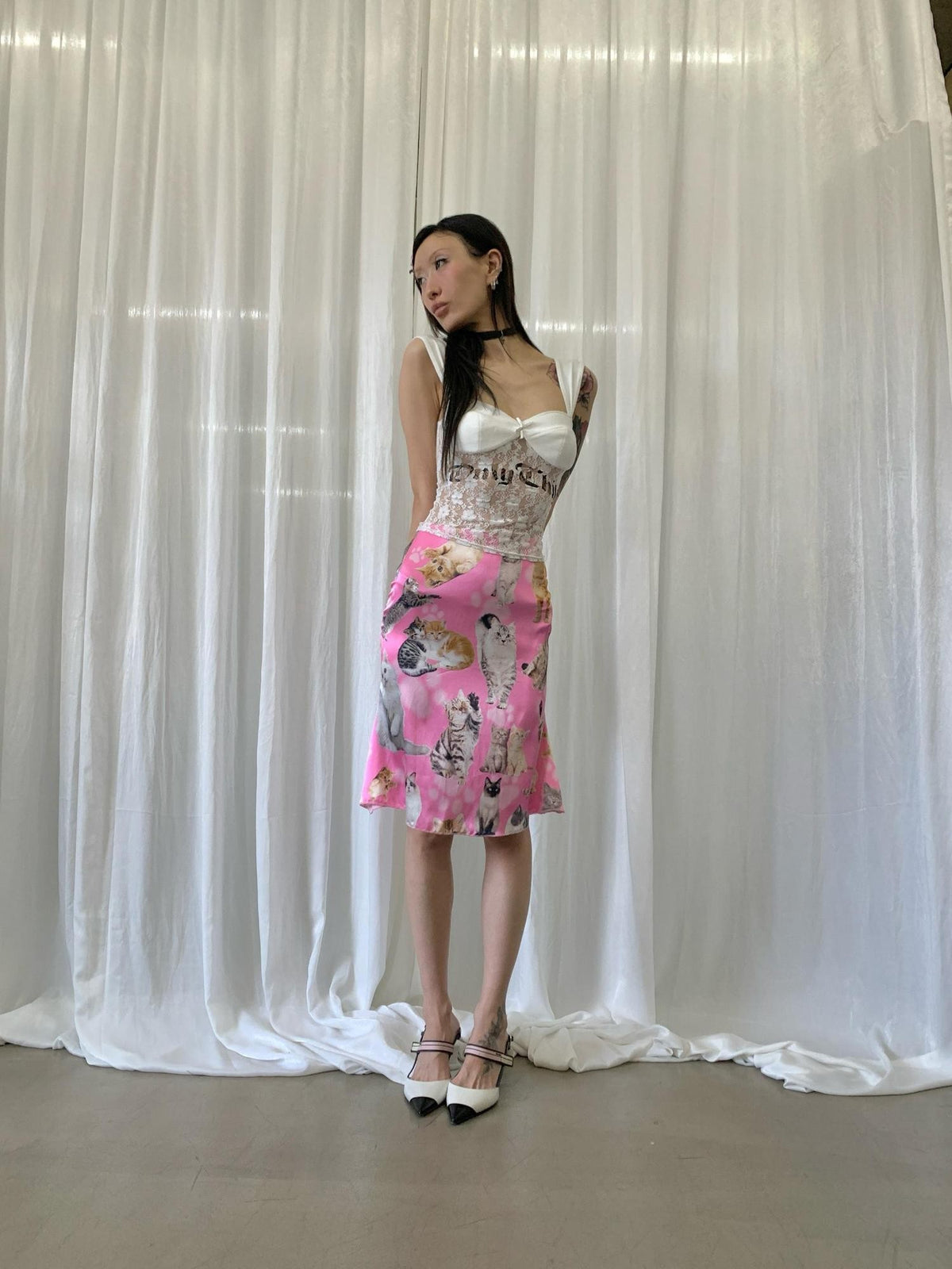 FOURFORTY Letter Print Lace Backless Party Women's Nylon Tank Tops
