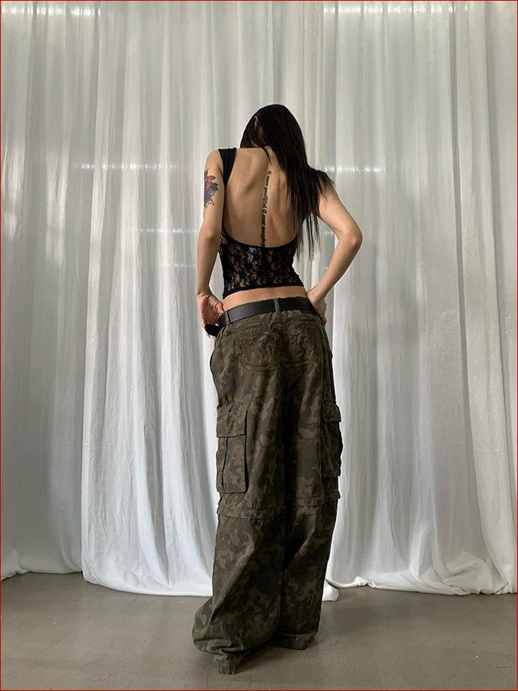 FOURFORTY Letter Print Lace Backless Party Women's Nylon Tank Tops
