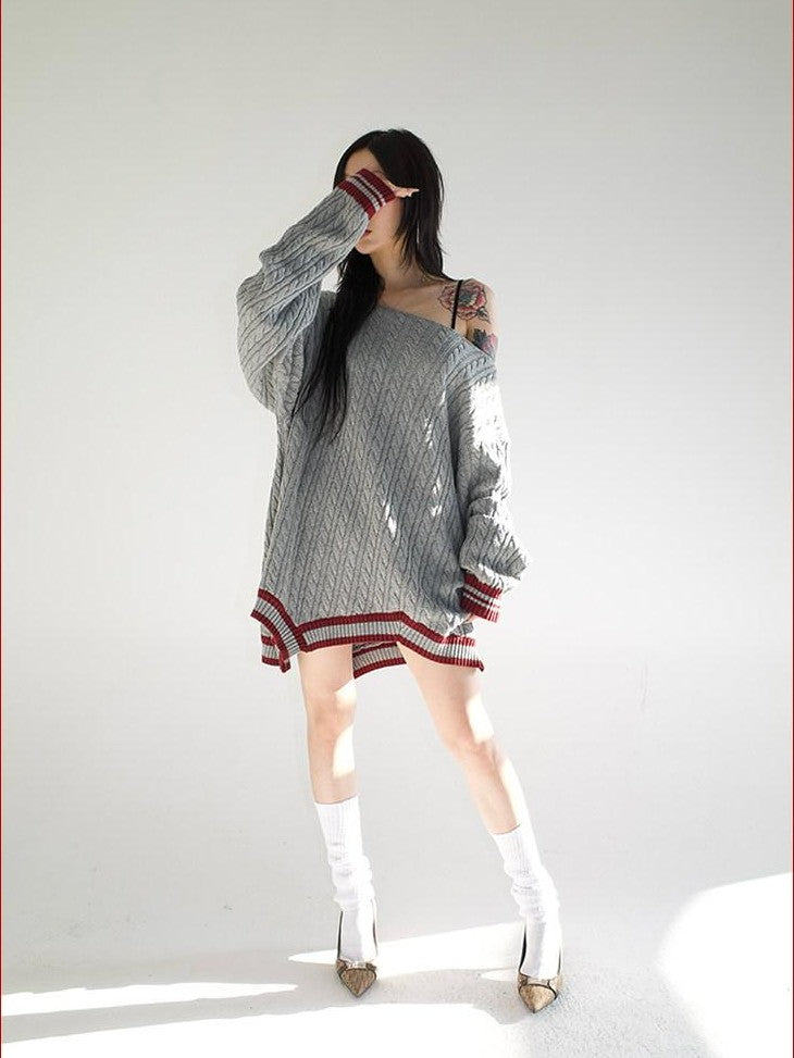 FOURFORTY Magic School Reverse Jacquard Women's Acrylic Cotton Off-shoulder Sweaters