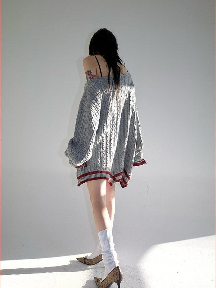 FOURFORTY Magic School Reverse Jacquard Women's Acrylic Cotton Off-shoulder Sweaters