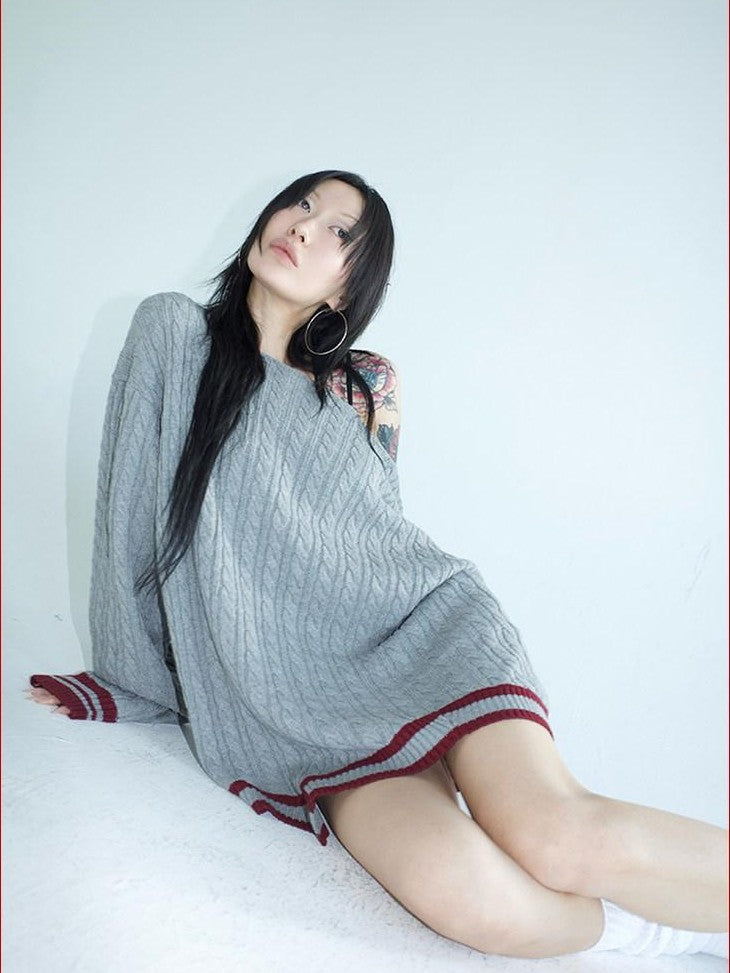 FOURFORTY Magic School Reverse Jacquard Women's Acrylic Cotton Off-shoulder Sweaters