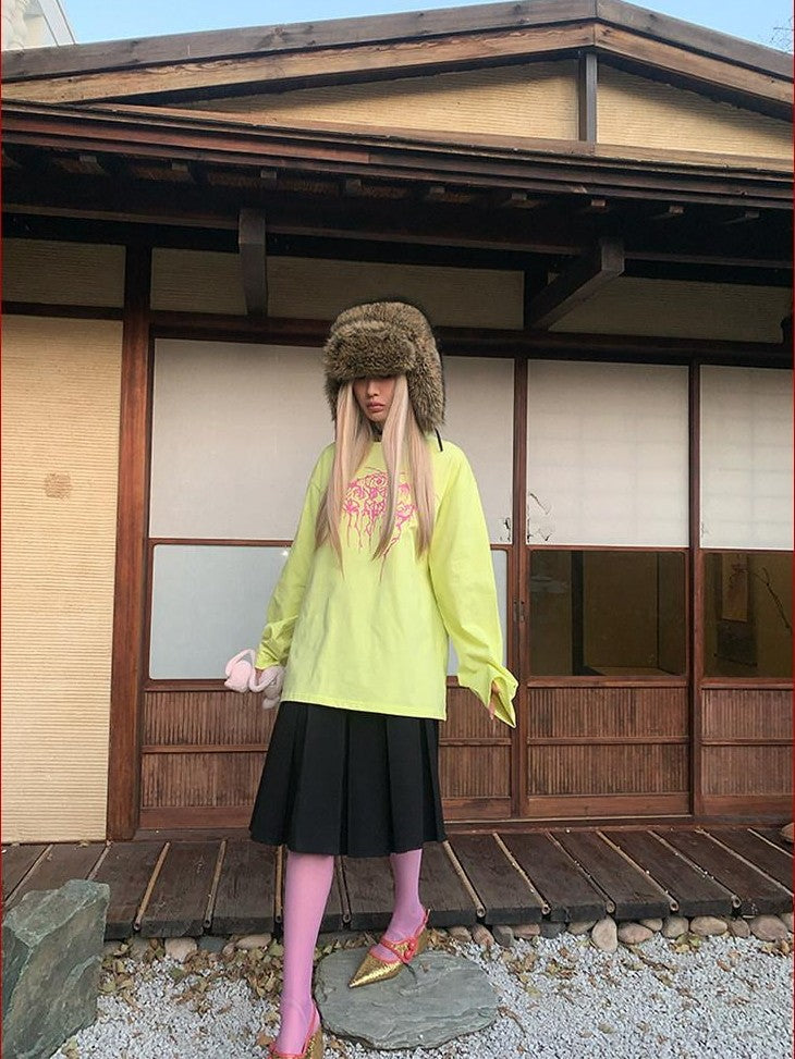 FOURFORTY Magical Lightning Anime Graphic Oversized Women's Long Sleeve T-shirts