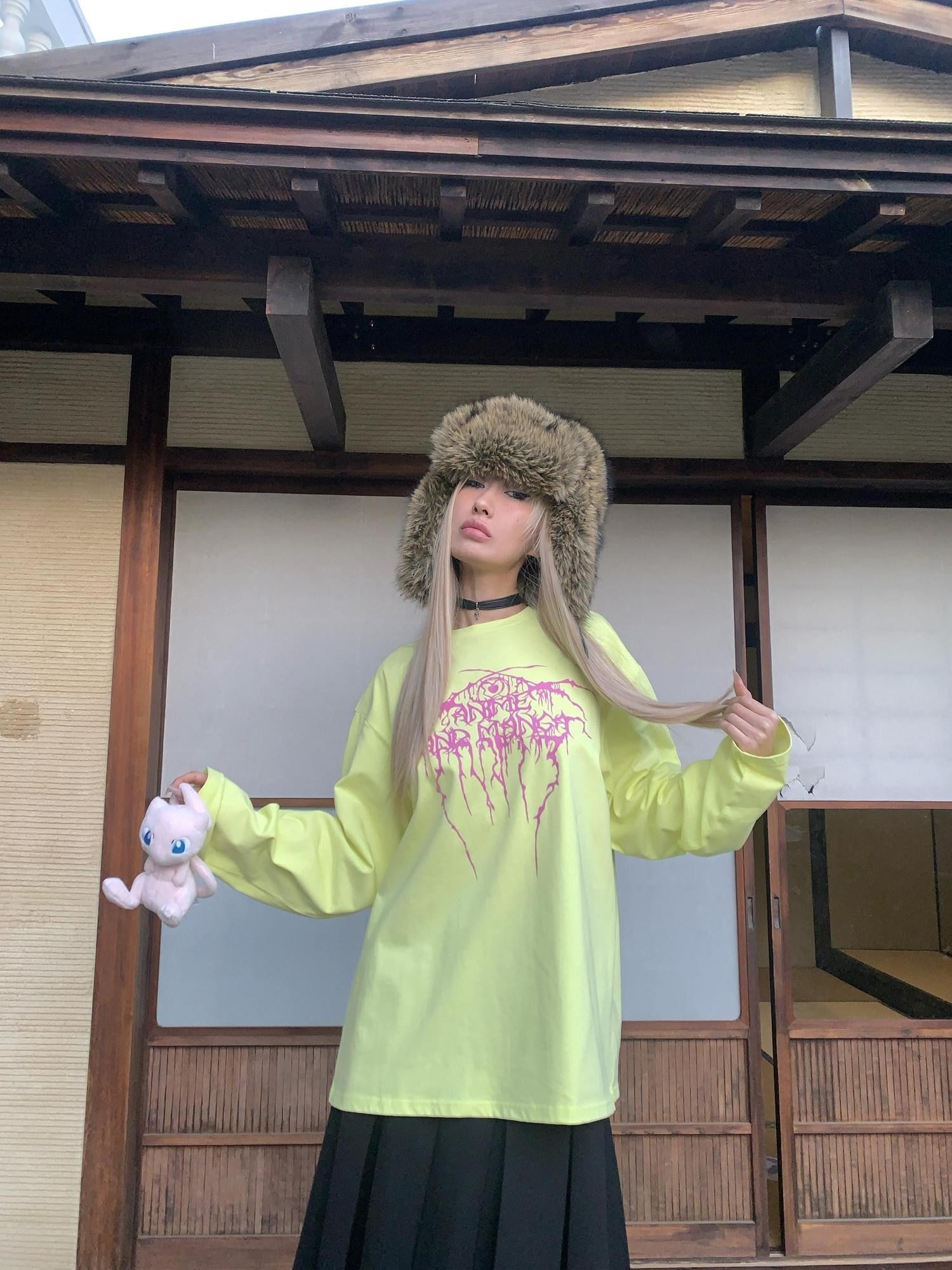 FOURFORTY Magical Lightning Anime Graphic Oversized Women's Long Sleeve T-shirts