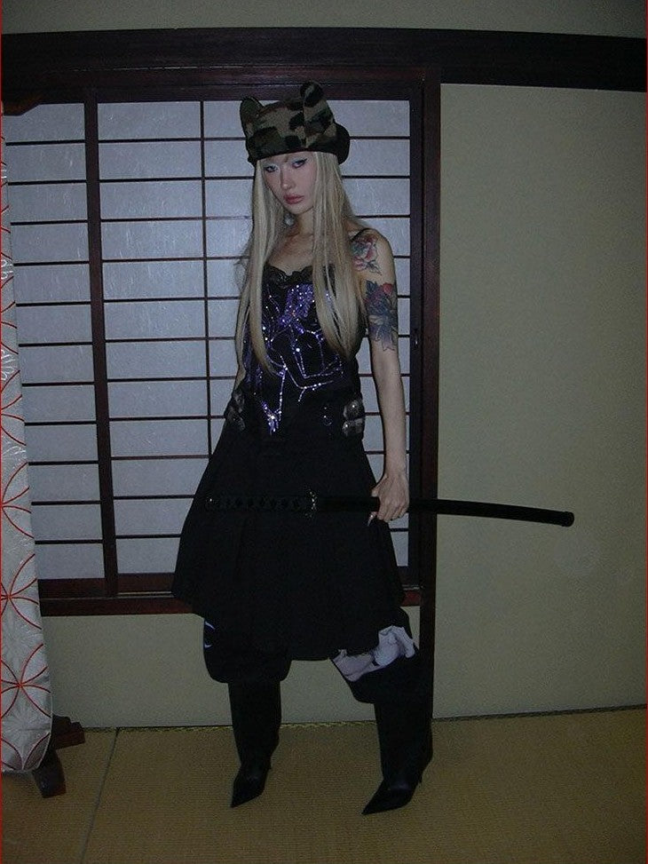FOURFORTY Manga Girl Hand Drawn Graffiti Print Wide Leg Women's Cotton Sweatpants
