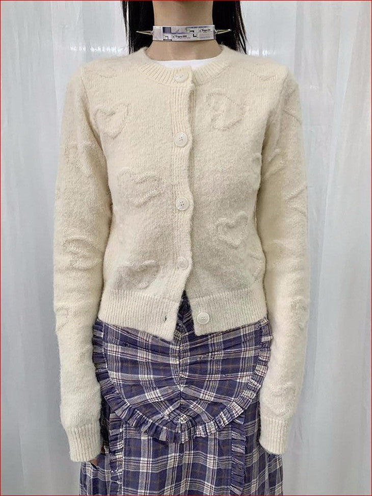 FOURFORTY Milk White Slouchy Layered Warmth Waist Cinch Women's Polyester Blend Cardigans