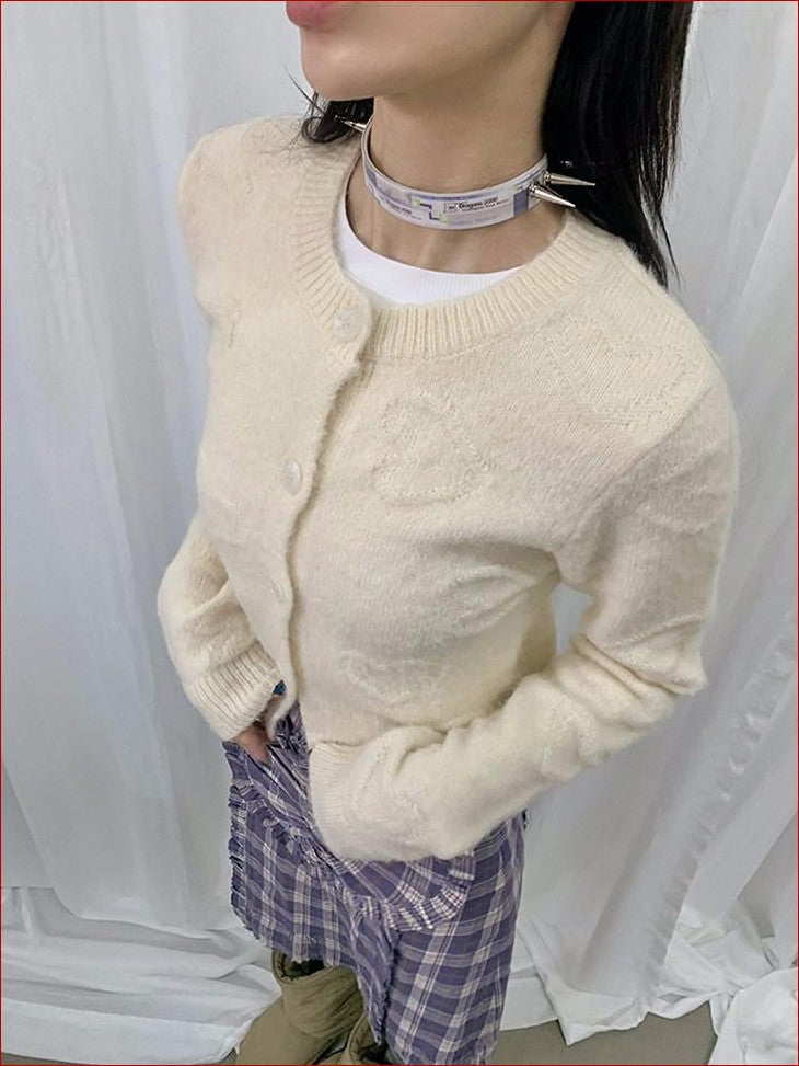 FOURFORTY Milk White Slouchy Layered Warmth Waist Cinch Women's Polyester Blend Cardigans