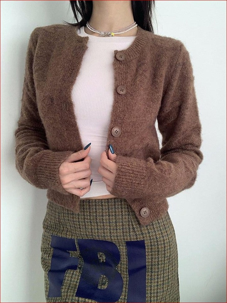 FOURFORTY Milk White Slouchy Layered Warmth Waist Cinch Women's Polyester Blend Cardigans