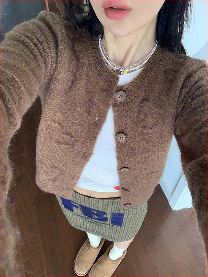 FOURFORTY Milk White Slouchy Layered Warmth Waist Cinch Women's Polyester Blend Cardigans
