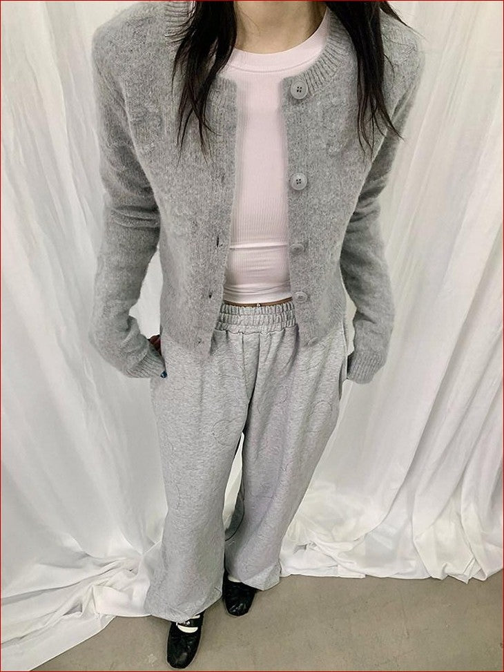 FOURFORTY Milk White Slouchy Layered Warmth Waist Cinch Women's Polyester Blend Cardigans