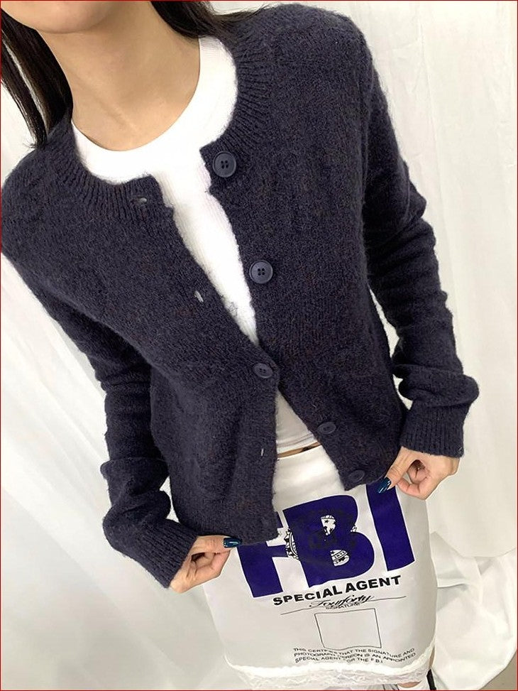 FOURFORTY Milk White Slouchy Layered Warmth Waist Cinch Women's Polyester Blend Cardigans