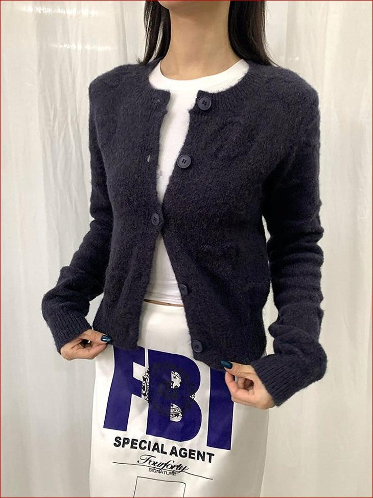 FOURFORTY Milk White Slouchy Layered Warmth Waist Cinch Women's Polyester Blend Cardigans