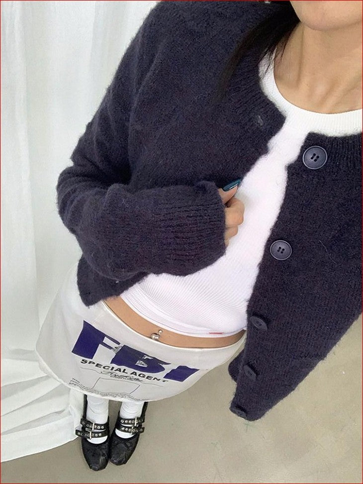 FOURFORTY Milk White Slouchy Layered Warmth Waist Cinch Women's Polyester Blend Cardigans