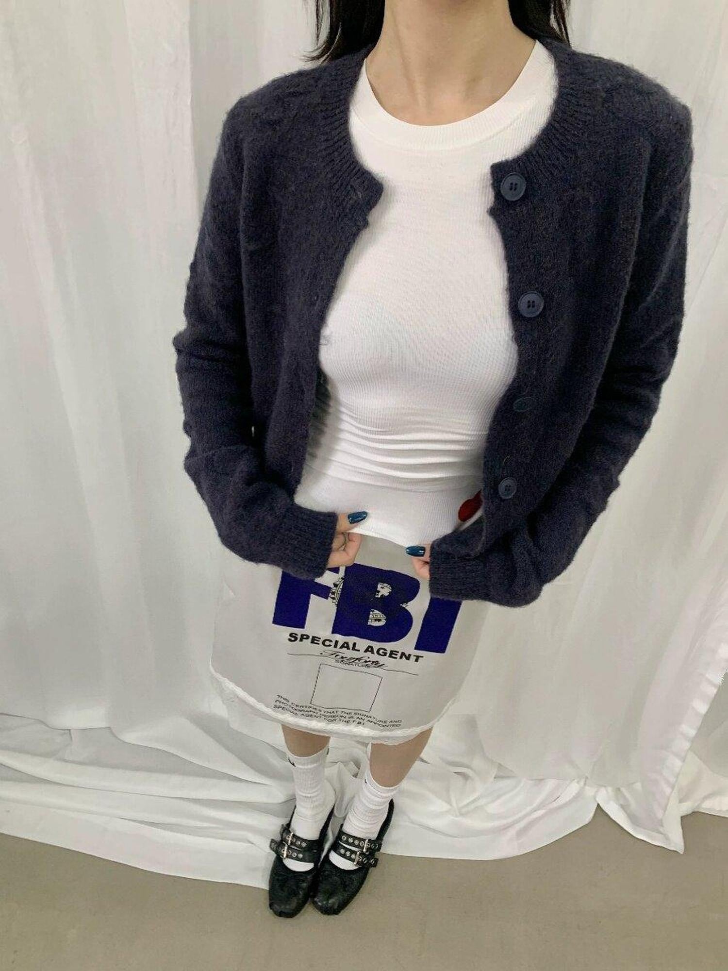 FOURFORTY Milk White Slouchy Layered Warmth Waist Cinch Women's Polyester Blend Cardigans