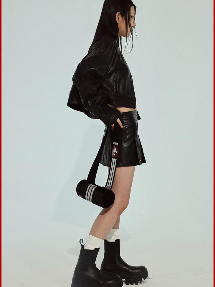 FOURFORTY Mini 3 Stripe Ticket Seller Rhinestone Geometric Women's Velvet Pu Bucket Bags