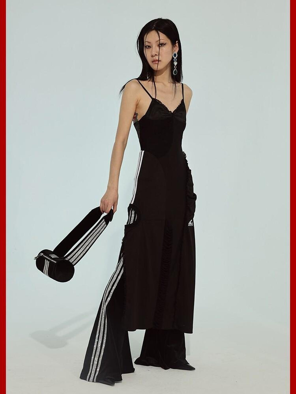 FOURFORTY Mini 3 Stripe Ticket Seller Rhinestone Geometric Women's Velvet Pu Bucket Bags